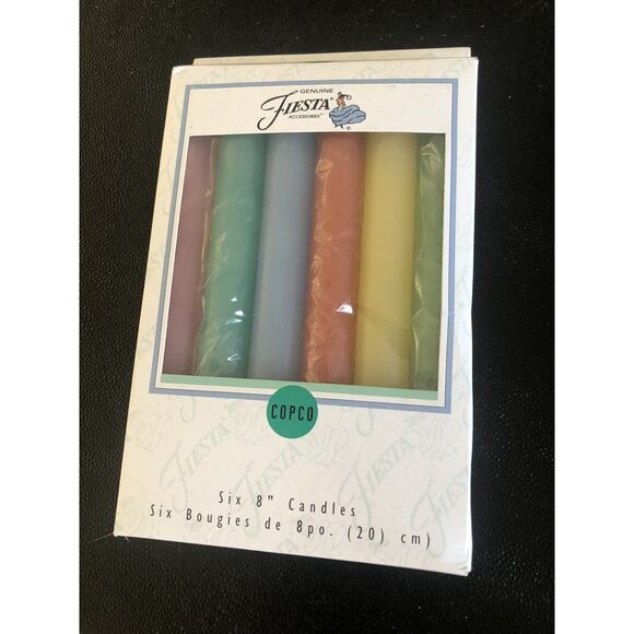 VTG Genuine Fiesta Copco 8” Candles Licensed Fiestaware SIX Pastel Candles NOS - Picture 1 of 4